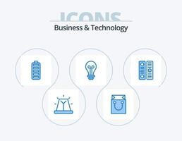 design de ícones do pacote de 5 ícones azuis de negócios e tecnologia. diretório. claro. acumulador. inovação. lâmpada vetor