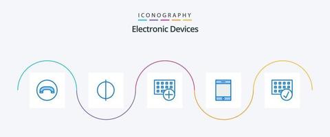pacote de ícones de dispositivos azuis 5, incluindo gadget. conectado. dispositivos. computadores. ipad vetor