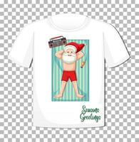 personagem de desenho animado de papai noel com tema natal verão em camiseta vetor
