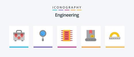 pacote de ícones plana 5 de engenharia, incluindo régua. construção. lasca. ângulo. construção. design de ícones criativos vetor