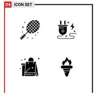 ícones criativos sinais modernos e símbolos de panos de poder de tênis de saco de bola elementos de design de vetores editáveis