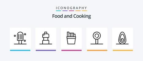 pacote de ícones da linha de alimentos 5, incluindo . creme. . design de ícones criativos vetor