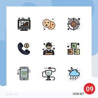 pacote de ícones vetoriais de estoque de 9 sinais e símbolos de linha para festa de compras de fazendeiros, encontrando elementos de design de vetores editáveis