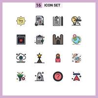 conjunto de 16 sinais de símbolos de ícones de interface do usuário modernos para plano de lápis de área de transferência de educação de internet editável elementos de design de vetor criativo