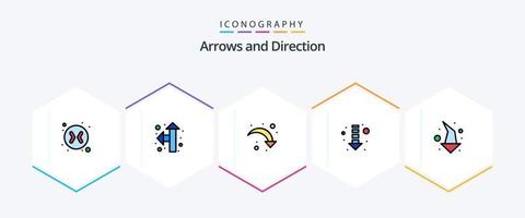 seta 25 pacote de ícones de linha preenchida, incluindo . direção. seta direita. deixei. baixa vetor