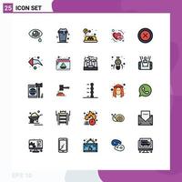 conjunto de cores planas de linha preenchida de interface móvel de 25 pictogramas de sinal de layout ux data de fevereiro elementos de design vetorial editáveis vetor
