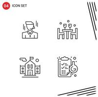 pacote de ícones vetoriais de estoque de 4 sinais e símbolos de linha para elementos de design de vetores editáveis de educação romântica de empresário
