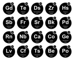 20 tabela periódica do design do pacote de ícones de elementos vetor