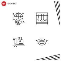 4 ícones criativos, sinais e símbolos modernos de compras de seguros, elementos de design de vetores editáveis de menina de remédio perpecul