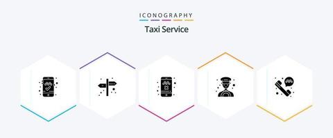 pacote de ícones de 25 glifos de serviço de táxi, incluindo . telefone de táxi. Táxi. chamada de táxi. Táxi vetor