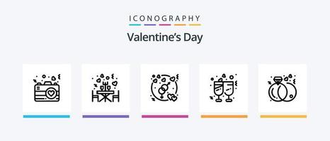 Dia dos Namorados linha 5 pacote de ícones incluindo coração. químico. música. viagem. Passaporte. design de ícones criativos vetor