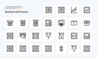 25 pacote de ícones de linha de finanças vetor