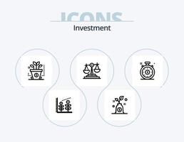 ícone de linha de investimento pack 5 design de ícone. computador portátil. financeiro. o negócio. cifrão. tempo de investimento vetor