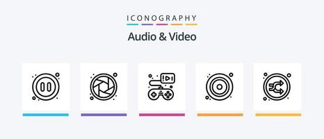 pacote de ícones de linha 5 de áudio e vídeo, incluindo . fotografia. piano. filme. vídeo. design de ícones criativos