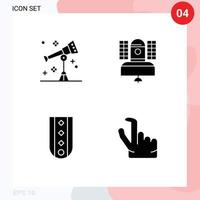 conjunto de 4 sinais de símbolos de ícones de interface do usuário modernos para telescópio de diamantes de astronomia transmitindo elementos de design de vetor editável militar