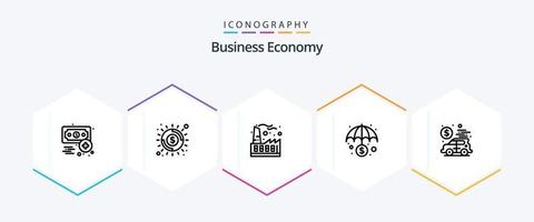 pacote de ícones de 25 linhas econômicas, incluindo carro. proteção. economia. dinheiro. bancário vetor