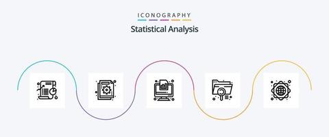 pacote de ícones da linha 5 de análise estatística, incluindo documento. análise. fracasso. relatório. financeiro vetor