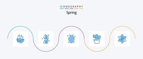 pacote de ícones de primavera azul 5, incluindo flor. Panela. rosa. natureza. baga vetor