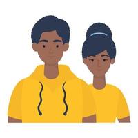 personagens de avatares de jovem casal africano vetor