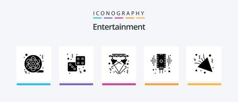 pacote de ícones de glifo 5 de entretenimento, incluindo microfone. microfone. jogatina. evento. claro. design de ícones criativos vetor