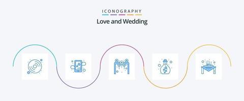 pacote de ícones de casamento azul 5, incluindo jantar. pesquisa. arco. laboratório. beber vetor