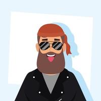 personagem de avatar motociclista com barba vetor