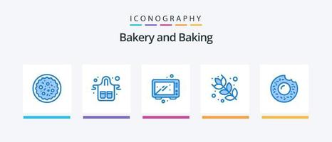 Baking Blue 5 Icon Pack incluindo rosquinha. Comida. restaurante. cozimento. cozinha. design de ícones criativos vetor