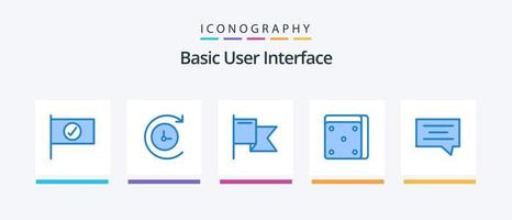 pacote básico de ícones azuis 5, incluindo . casino. bate-papo. design de ícones criativos vetor