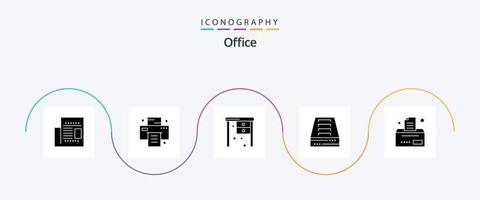 Pacote de ícones Office Glyph 5, incluindo Office. conta. escritório. escritório. gaveta de arquivo vetor