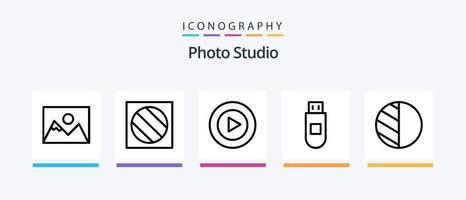 pacote de ícones da linha 5 do estúdio fotográfico, incluindo . foto. SD. edição. foto. design de ícones criativos vetor