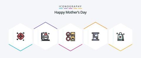 feliz dia das mães 25 pacote de ícones de linha preenchida, incluindo amor. Bolsa de compras. beleza. mãe. cartão vetor