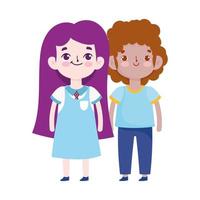 volta às aulas, estudante menino e menina uniforme cartoon educação primária vetor