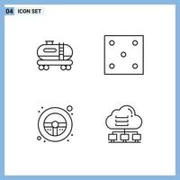 4 ícones criativos, sinais e símbolos modernos de dados de volante de óleo, rede esportiva, elementos de design vetorial editáveis vetor