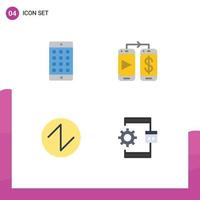 4 ícones criativos, sinais e símbolos modernos de senha de onda de aplicativo, codificação de dinheiro, elementos de design de vetores editáveis