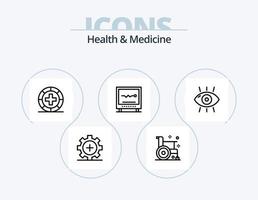 ícone da linha de saúde e medicina pack 5 design de ícone. ginástica. doença. Formato. medicina. Formato vetor