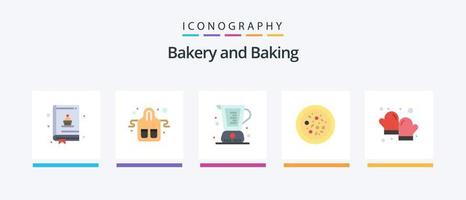 Baking Flat 5 Icon Pack incluindo Baked. pizza. cozido. calabresa. medindo. design de ícones criativos vetor