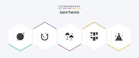 pacote de ícones de 25 glifos de saint patrick, incluindo cap. papel. sorte. festão. patrick vetor