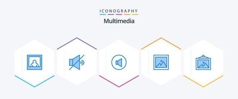 pacote de ícones azul multimídia 25, incluindo . imagem. . cenário vetor