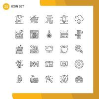 conjunto de 25 sinais de símbolos de ícones de interface do usuário modernos para download de equipamentos de dinheiro em nuvem elementos de design de vetores elétricos editáveis