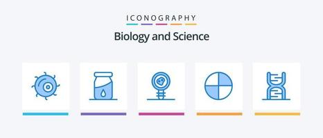 pacote de ícones azul 5 de biologia, incluindo genético. código. Relatório de laboratório. corrente. tábua. design de ícones criativos vetor