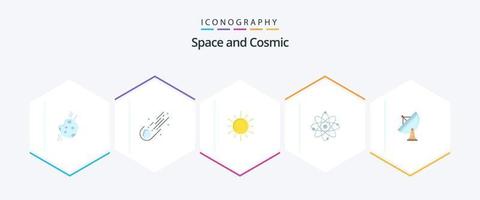 pacote de ícones planos do espaço 25, incluindo radar. satélite. astronomia. Ciência. molécula vetor