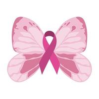 projeto de decoração fita rosa borboleta consciência câncer de mama vetor