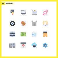pacote de 16 cores planas criativas de símbolo de checkout feminino de perfil oito pacote editável de elementos de design de vetores criativos