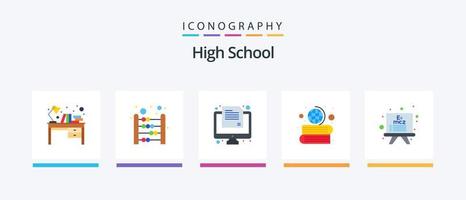 pacote de ícones plana 5 do ensino médio, incluindo placa. geografia. matemática. Educação. papel. design de ícones criativos vetor
