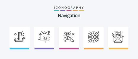 pacote de ícones da linha de navegação 5, incluindo localização. galeria. PIN. direção. destino. design de ícones criativos vetor