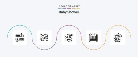pacote de ícones da linha 5 do chuveiro de bebê, incluindo eeding. mamilo. brinquedo. bebê vetor