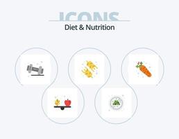 design de ícones plano de dieta e nutrição pack 5. Comida. cenoura. haltere. arroz. Comida vetor