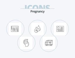 design de ícone do pacote de 5 ícones de linha de gravidez. grávida. macho. carrinho de bebê. crianças vetor