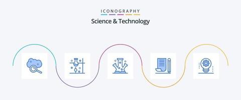 pacote de ícones de ciência e tecnologia azul 5, incluindo notebook. jotter. experimento científico. tecnologia. molécula vetor