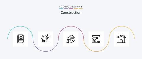 pacote de ícones da linha de construção 5, incluindo construção. régua. prédio. roleta. medição vetor